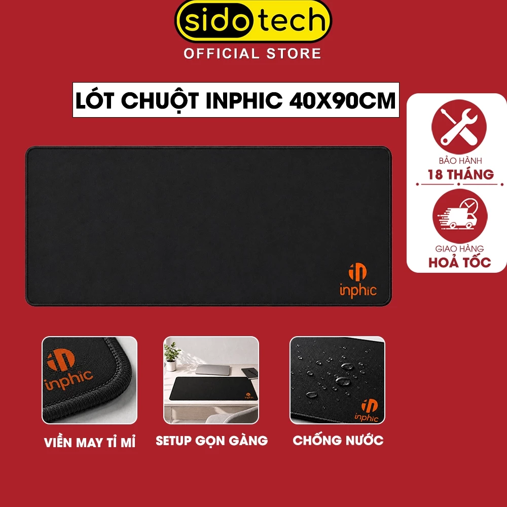 Miếng lót chuột cỡ to pad gaming 40x90cm SIDOTECH INPHIC cho bàn phím chuột cao su dày 3mm chống nước văn phòng