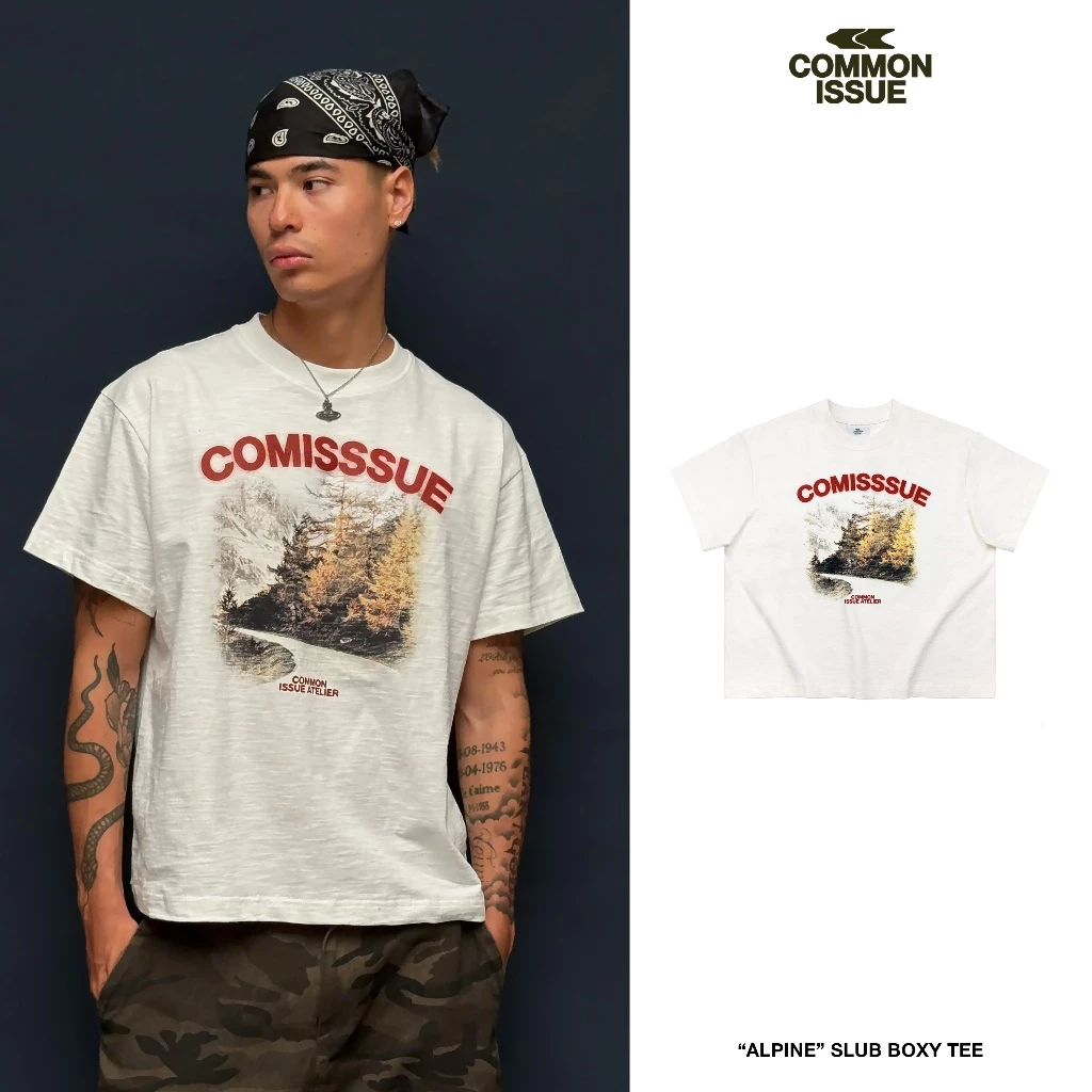 Áo Thun Form Boxy "ALPINE” Chất Vải Slub Premium Cotton 250gsm Unisex Nam Nữ | Common Issue