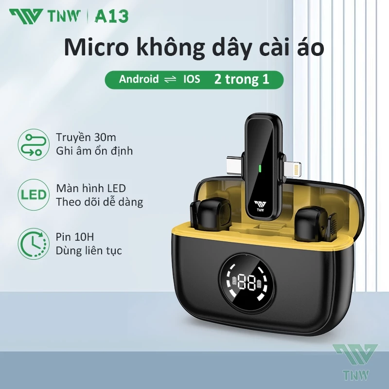 TNW A13 Micro Thu âm Không Dây Khử Tiếng Ồn Dùng Micro Livestream Micro Không Dây Cài Áo Thu Âm