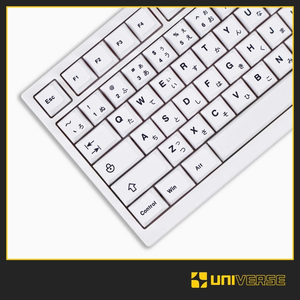 Keycap Minimalist Song Ngữ Nhật Trắng PBT Dyesub Profile Cherry 125 Nút Bàn Phím Keycap Trắng Universe