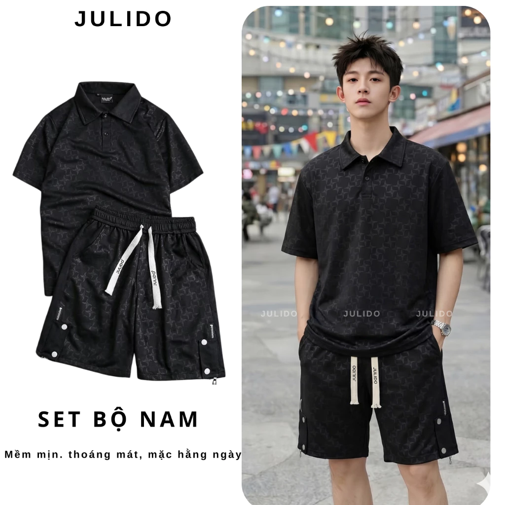 Bộ quần áo nam JULIDO  polo nam nữ có cổ ngắn tay