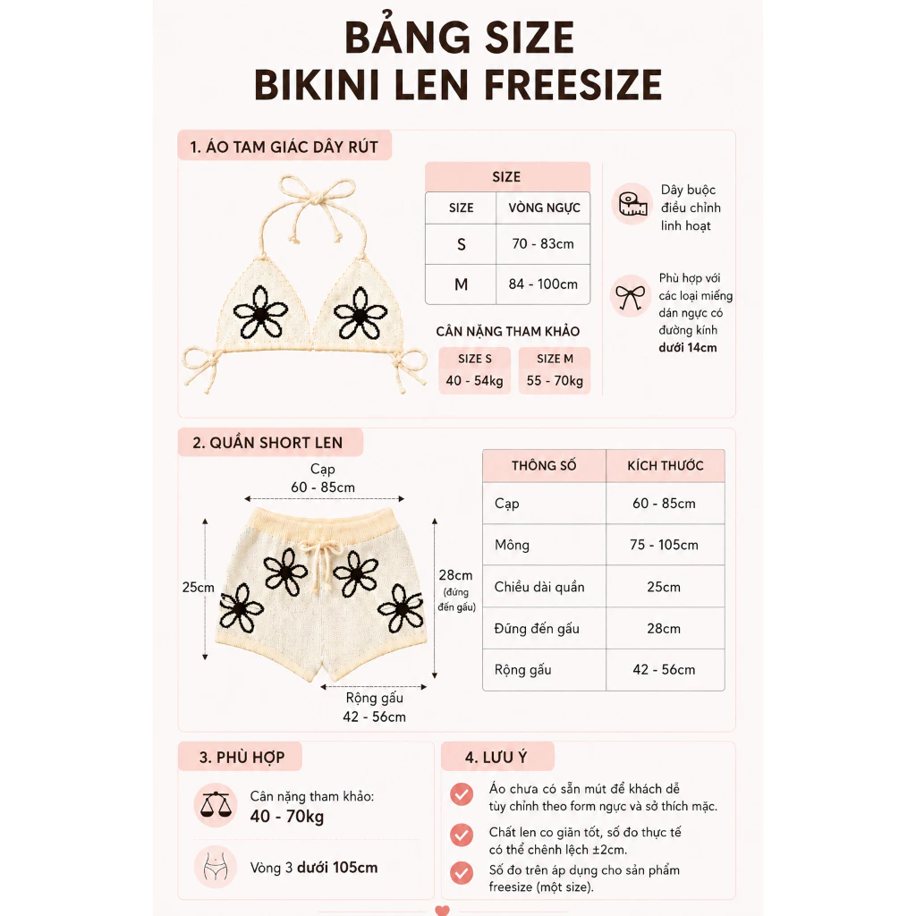 Set bikini len đi biển, quần đùi áo buộc dây nữ tính, quần mặc tại nhà mẫu hè 2026, giá rẻ tại xưởng