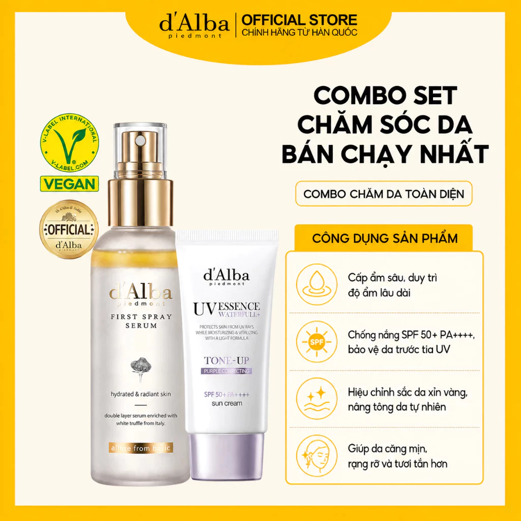 Serum dạng xịt khoáng d'Alba cấp ẩm căng bóng da First Spray Serum 100ml - Mist Serum