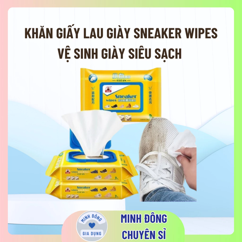 Khăn giấy lau giày Sneaker Wipes vệ sinh giày siêu sạch không cần giặt 30 khăn 1 hộp