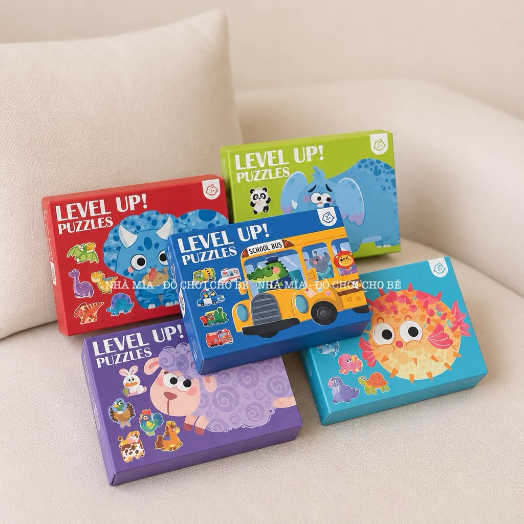 Bộ Xếp Hình 3D 6in1 Montessori Cho Bé 2-6 Tuổi Đồ Chơi Puzzle Lắp Ghép Phát Triển Tư Duy, Học Hình Khối Màu Sắc