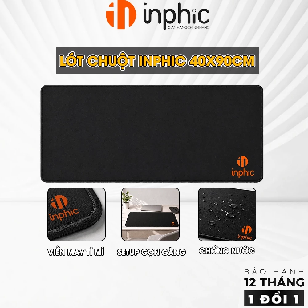 Miếng lót chuột cỡ to pad gaming 40x90cm INPHIC cho bàn phím chuột cao su dày 3mm chống nước văn phòng