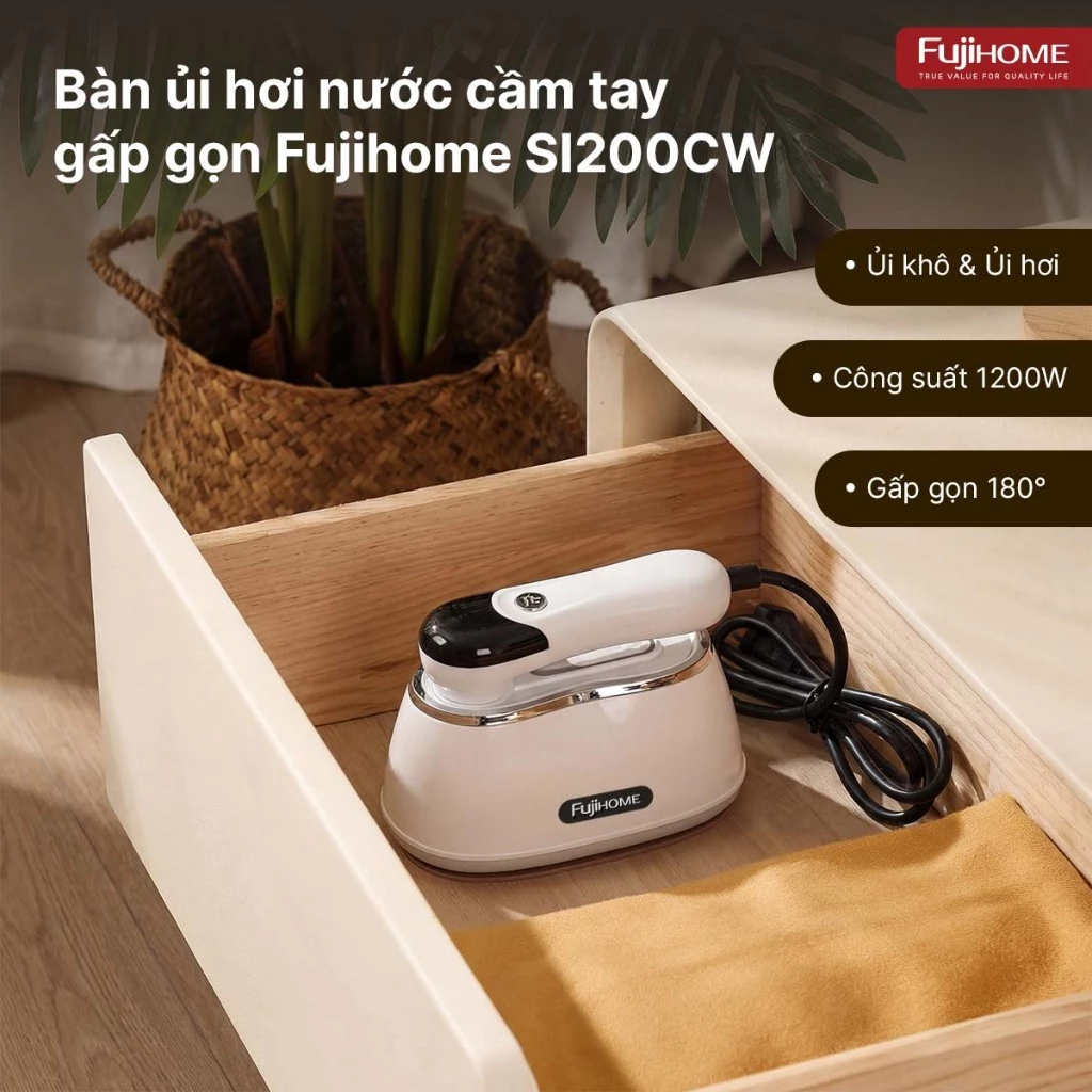 Bàn ủi hơi nước cầm tay mini gấp gọn SI200CW Fujihome