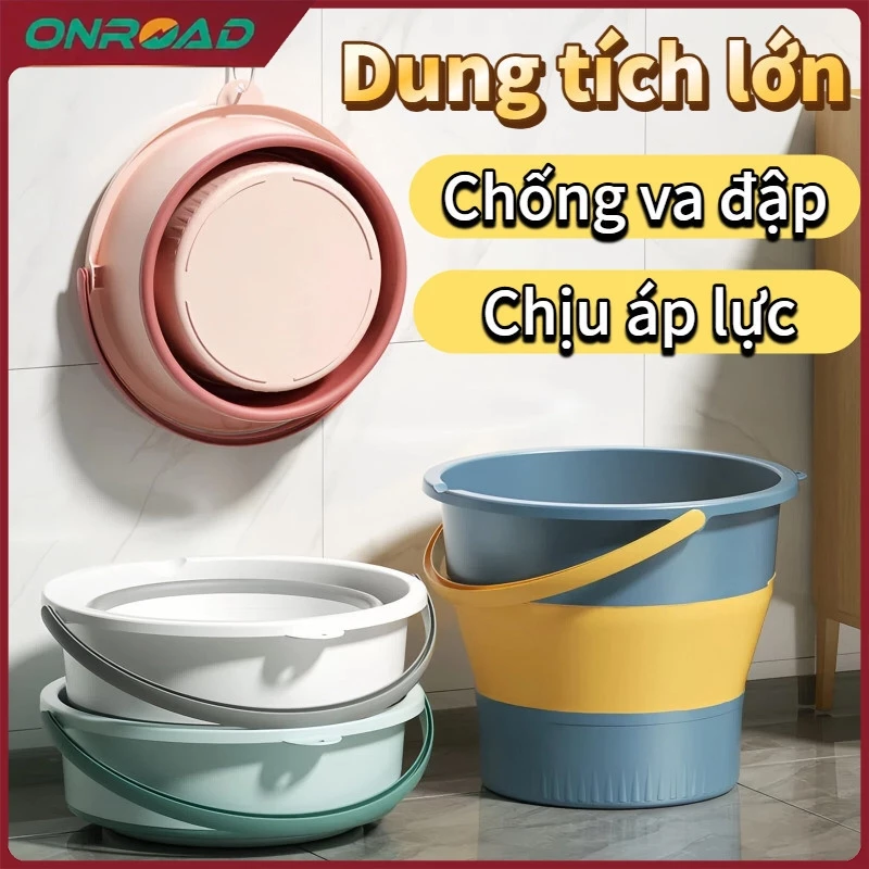 Xô Gấp Gọn Đa Năng Có Quai Xách – Dùng Giặt Đồ, Rửa Xe, Đựng Cá, Chịu Lực Tốt – Tiện Lợi Cho Du Lịch
