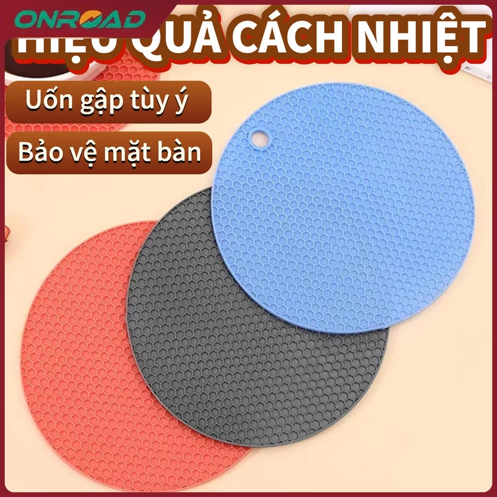 Miếng lót nồi silicon chịu nhiệt 80°C, chống trượt cách nhiệt tốt, bảo vệ bàn bếp, dễ vệ sinh