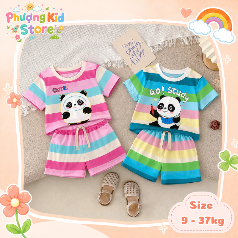 [A06 - XẢ HÀNG] Set Bộ Quần Áo In Hình Gấu Trúc Panda 3D Chất Liệu Mềm Mại Co Giãn Dành Cho Bé Trai Và Bé Gái Sz 9-37KG