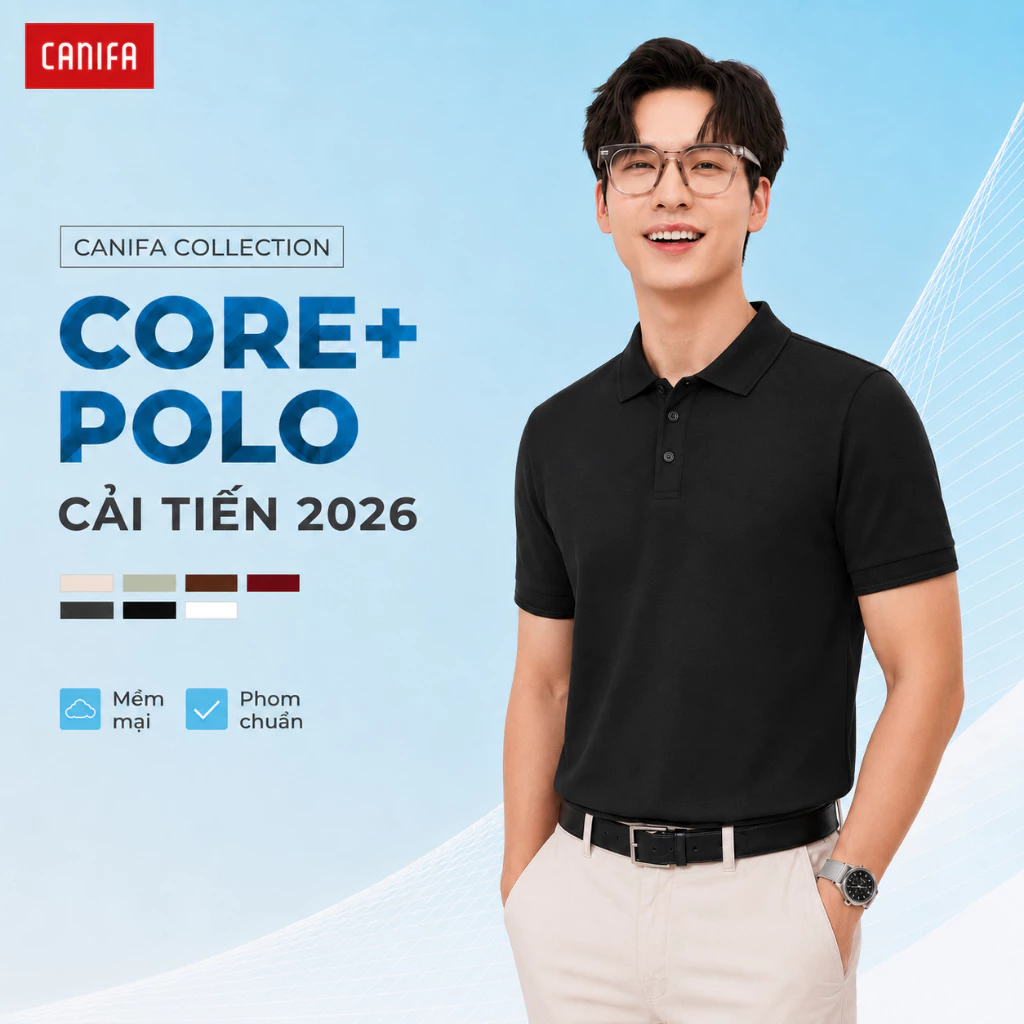 Áo polo nam basic trẻ trung tôn dáng, polo cổ bẻ ngắn tay hạn chế nhăn bản cải tiến 2026 CANIFA 8TP26A005
