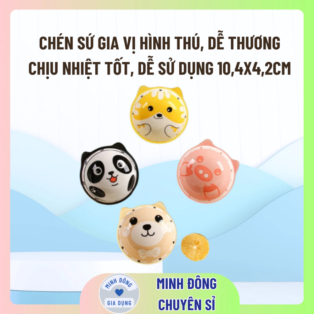 Chén Sứ Gia Vị Hình Thú, Dễ Thương, Chịu Nhiệt Tốt, Dễ Sử Dụng 10,4x4,2cm