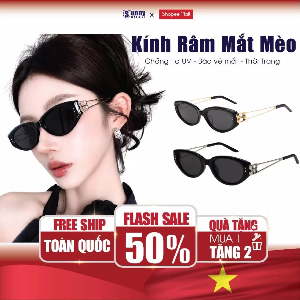 Kính Râm Thời Trang Chống tia UV400 SUNNY MẮT KÍNH Phụ Kiện Thời Trang Chống Bụi Chống Chói Đi Học Đi Làm