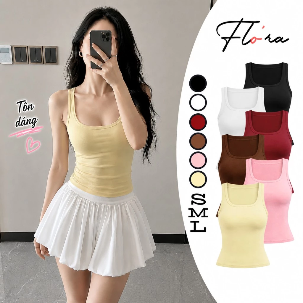 [MỞ BÁN] Áo Tanktop SÁT NÁCH BẢN TO BORIP LỤA Ôm Body DD16, Áo Thun Nữ 2 Dây Mềm Mát Flo'ra