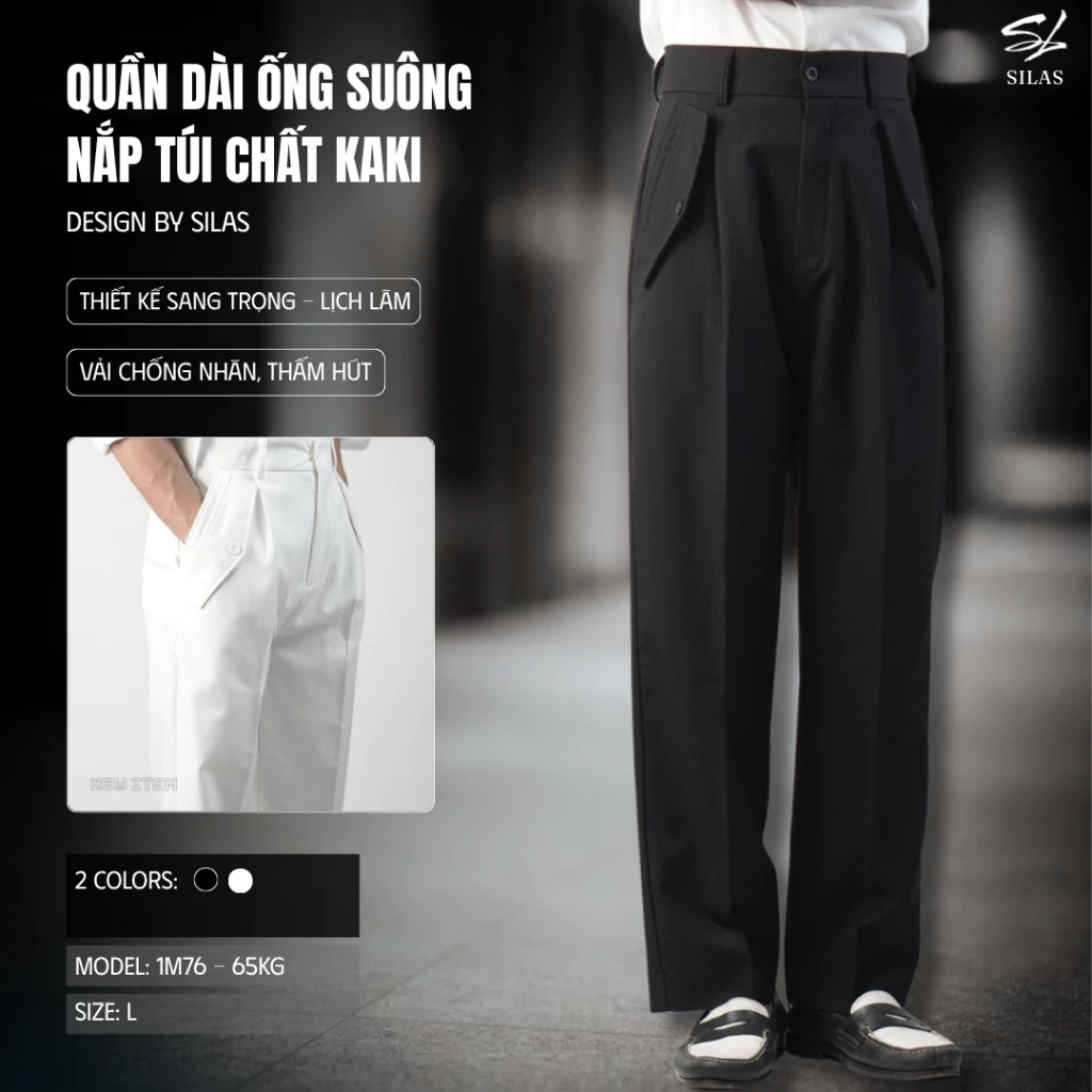 Quần Dài SILAS Ống Suông SILAS Nắp Túi Chất Kaki Cotton Form Đứng - QSL8
