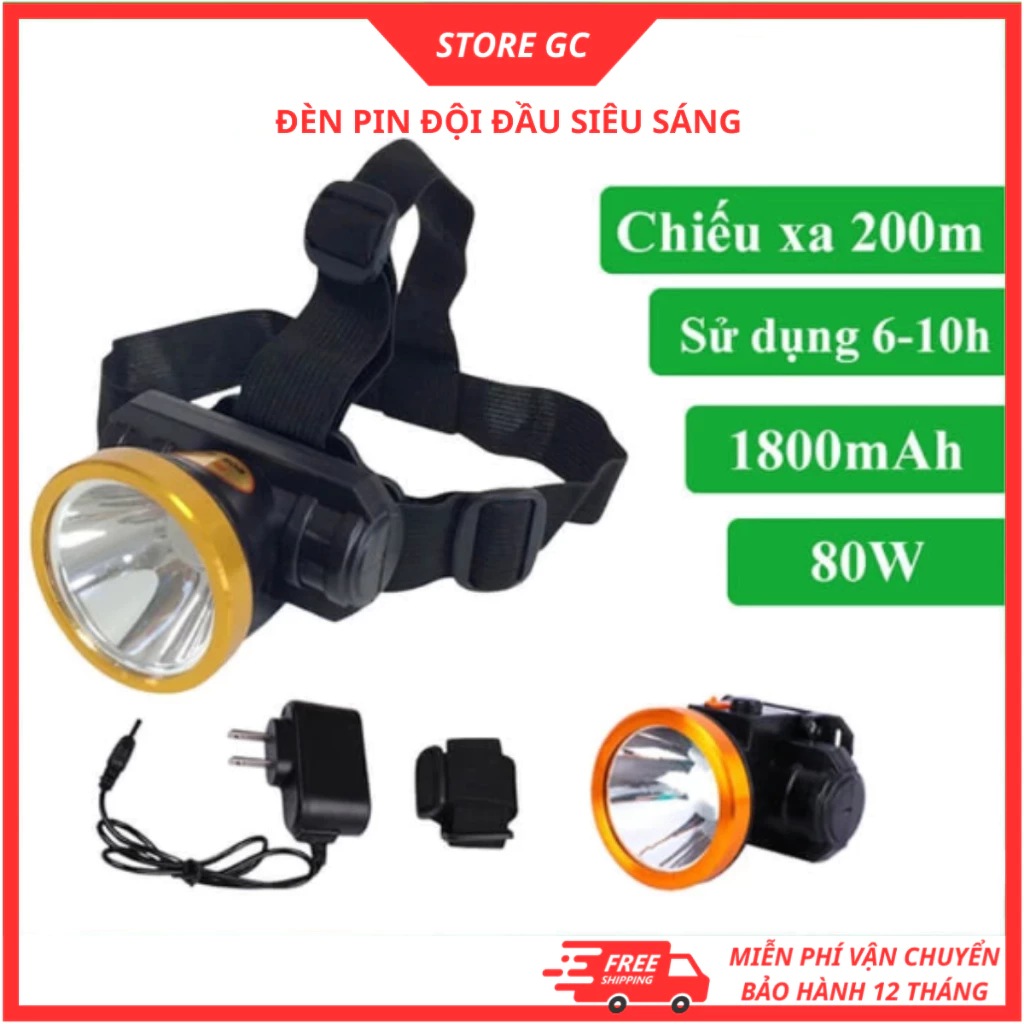 Đèn pin sạc đi ban đêm, đèn pin đeo đầu 1 bóng led, ánh sáng trắng siêu sáng màu sắc đen và xanh