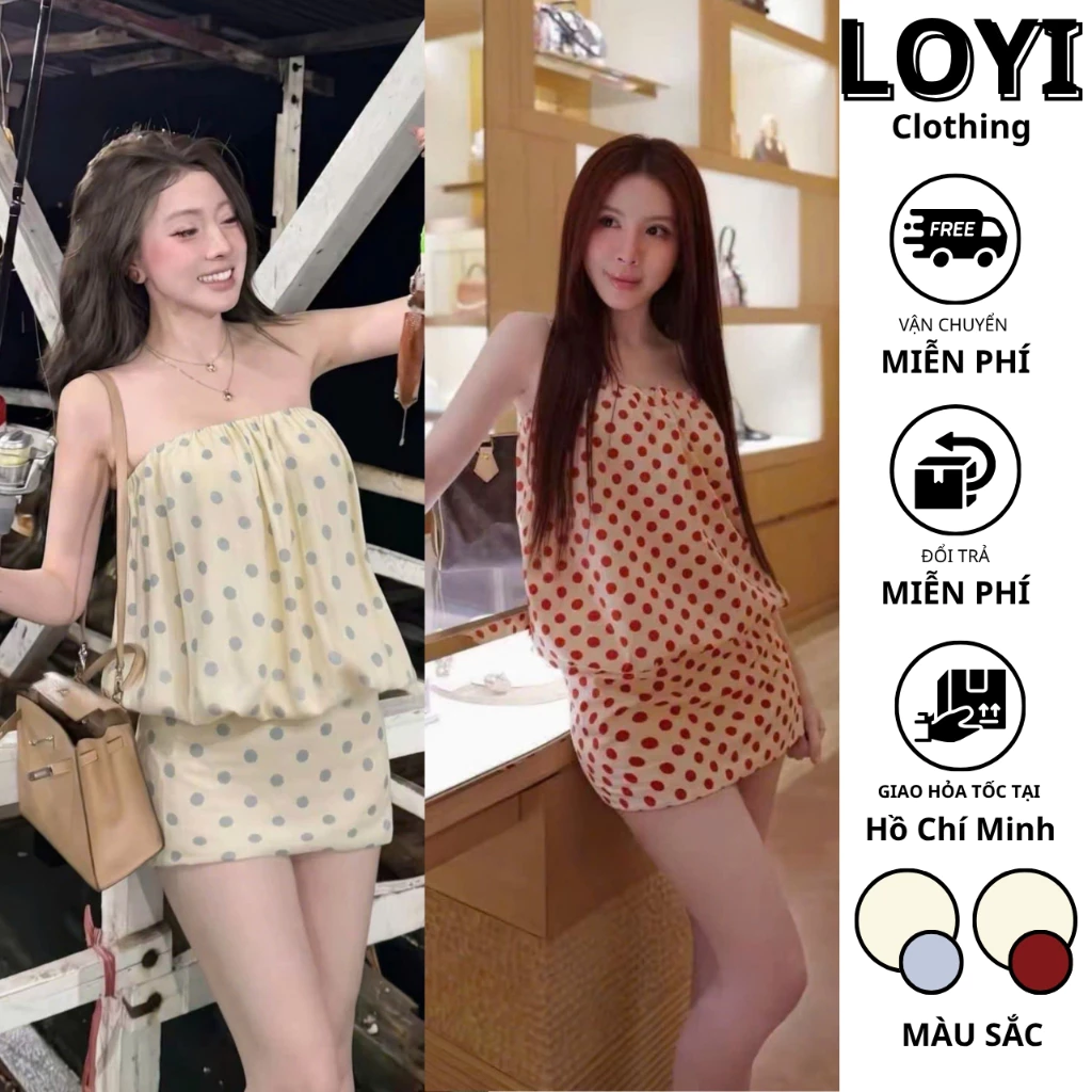 [Hỏa Tốc] Set Nữ Áo Quây Chấm Bi + Chân Váy Ôm, Set Bộ Đồ Nữ Tiểu Thư Hot Trend Đi Chơi, Đi Du Lịch