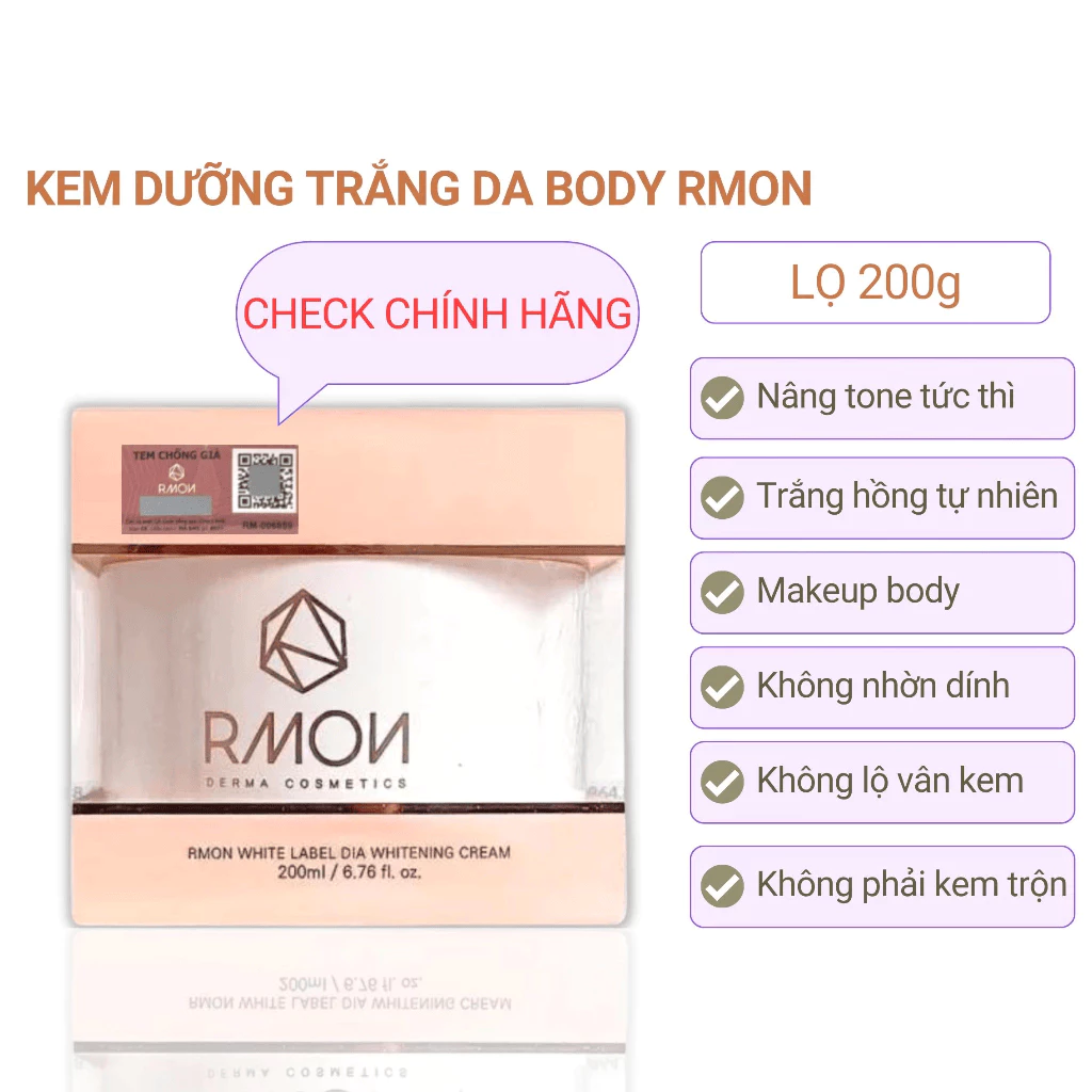 Kem Dưỡng Trắng Da Body Rmon White Label Dia Whitening Cream Hàn Quốc, 200ml