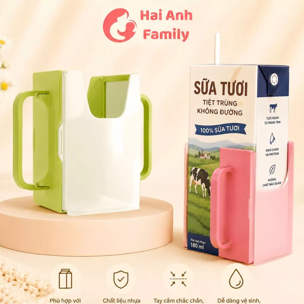 Tay cầm hộp sữa chống rơi, chống đổ cho bé tập uống sữa hộp dễ dàng