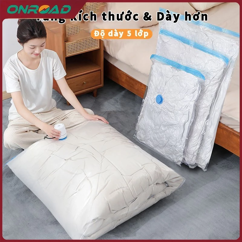 Combo 5/6/10 túi hút chân không + máy bơm, đóng gói thông minh, nén quần áo chăn gối, tiết kiệm 80% diện tích