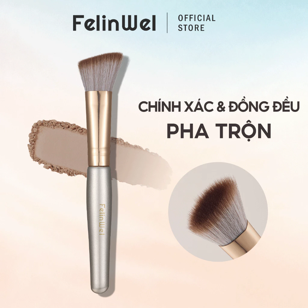 FelinWel - Cọ Che Khuyết Điểm Đường Chân Tóc Đầu Vát Xéo, Sợi Tơ Tổng Hợp Cao Cấp Thuần Chay, Kết Hợp Phấn Che Hói
