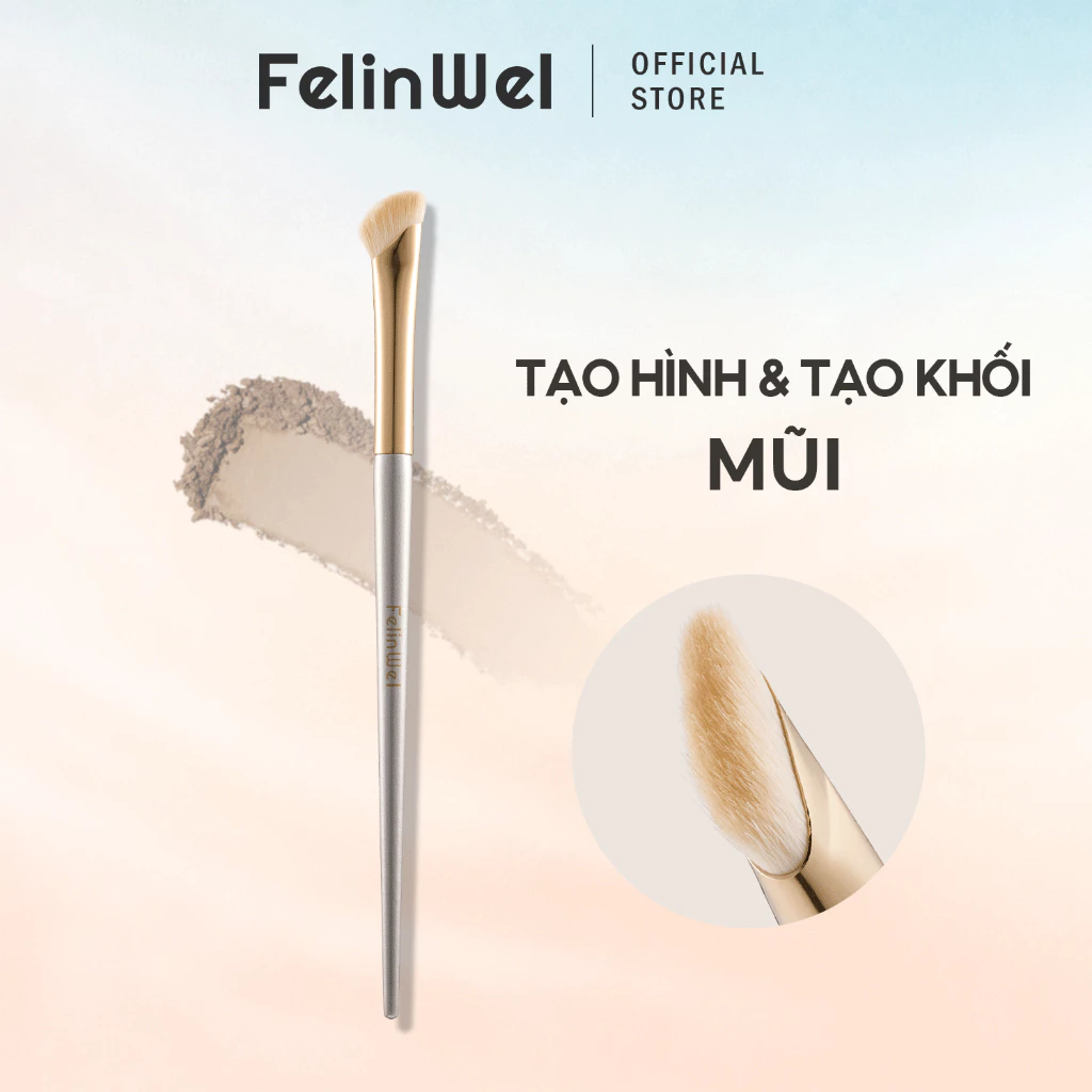 FelinWel - Cọ Trang Điểm Chi Tiết Vùng Mũi & Mắt, Lông Tơ Nhân Tạo Siêu Mềm Không Rụng, Đa Năng Dễ Kiểm Soát