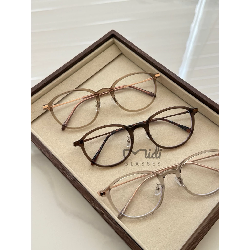 Kính mắt Midiglasses form vuông to unisex càng kim loại bọc nhựa - Rain Glasses (210733)