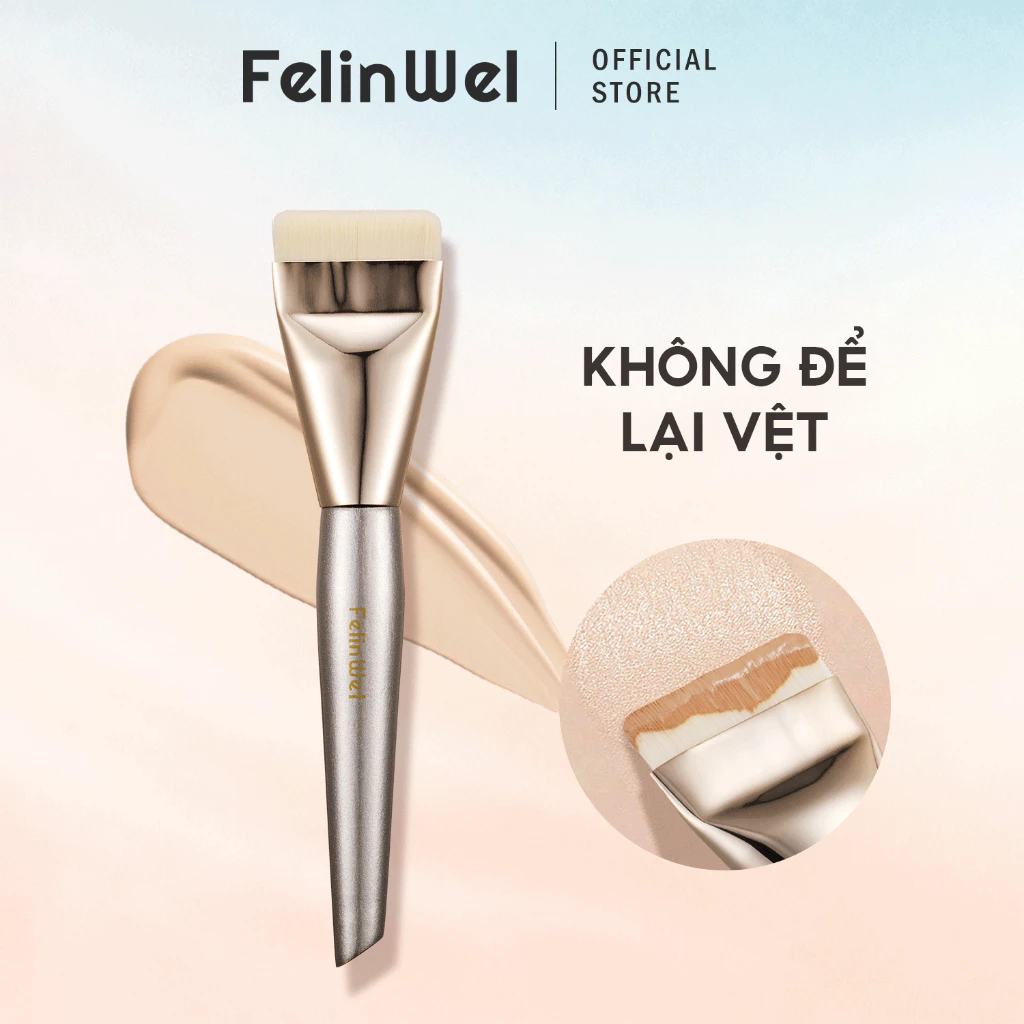 FelinWel - Cọ Tán Nền Dẹt Phẳng, Dàn Nền Siêu Mỏng Đều Hoàn Hảo, Lông Tổng Hợp Thuần Chay Không Rụng Lông