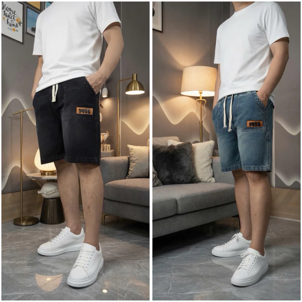Quần bò ngố nam dáng lửng trẻ trung – jean short nam form basic