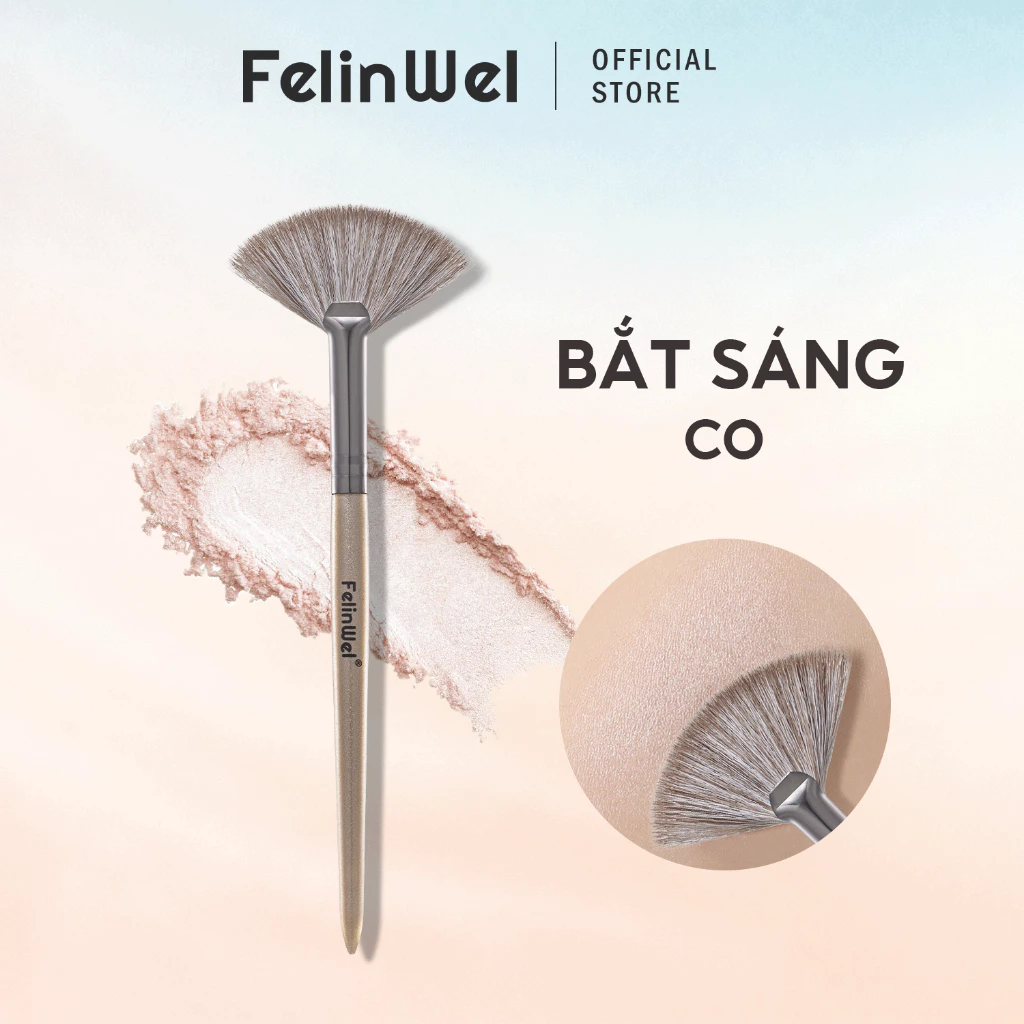 FelinWel - Cọ Bắt Sáng Hình Quạt Đa Năng, Lông Tổng Hợp Mềm Không Rụng, Thuần Chay, Bền Bỉ Dễ Vệ Sinh