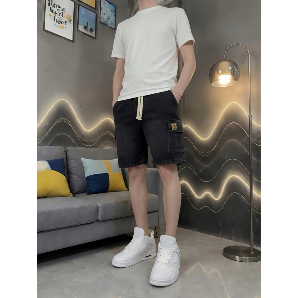 Quần short jean nam hộp basic dáng ngố – quần bò lửng trẻ trung năng động