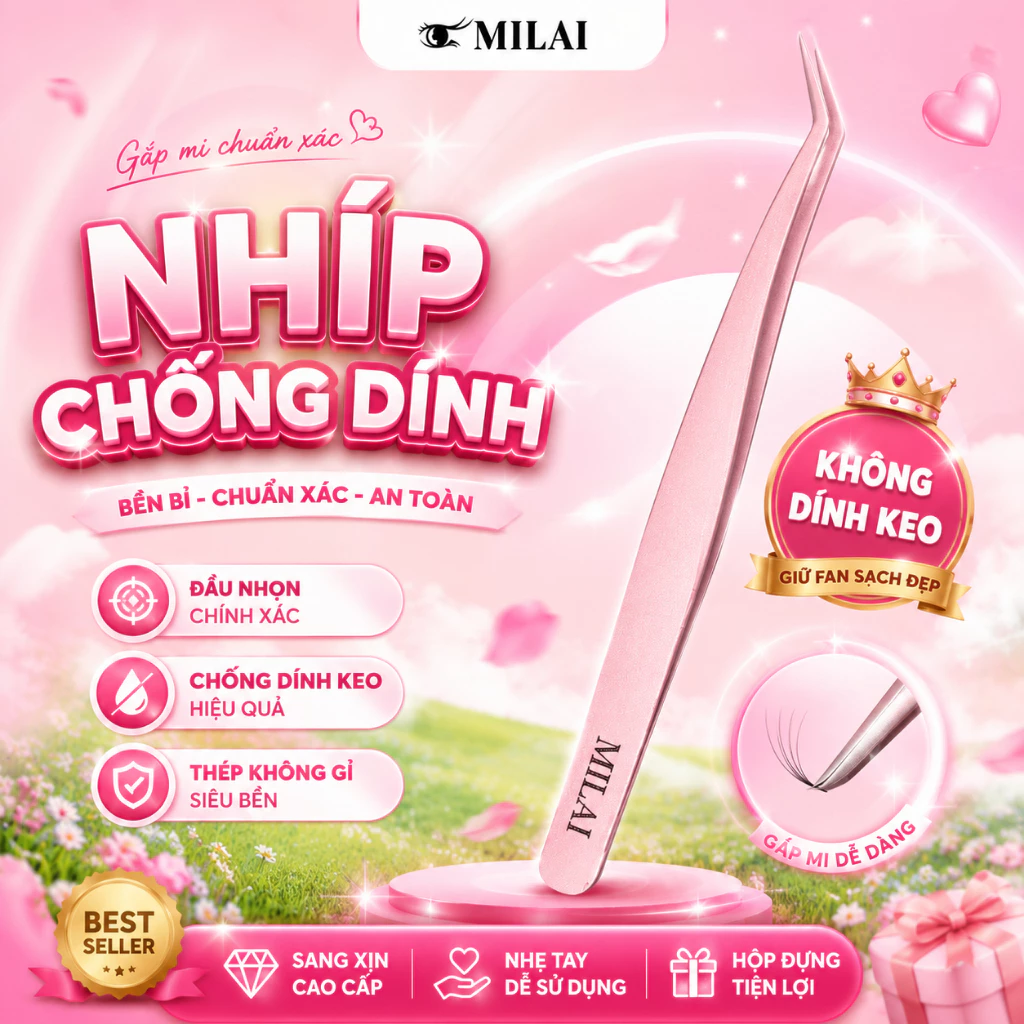 Nhíp chống dính MILAI BN-01, đầu kẹp chính xác dễ thao tác, hạn chế dính keo