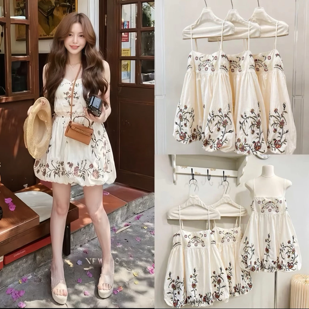 (V.09 Hàng Mới): Váy Phồng 2 Dây May 2 Lớp In Hoạ Tiết Thổ Cẩm Hàng Hot Hit Chất Đẹp Xịn-Ảnh Thật Lollaye