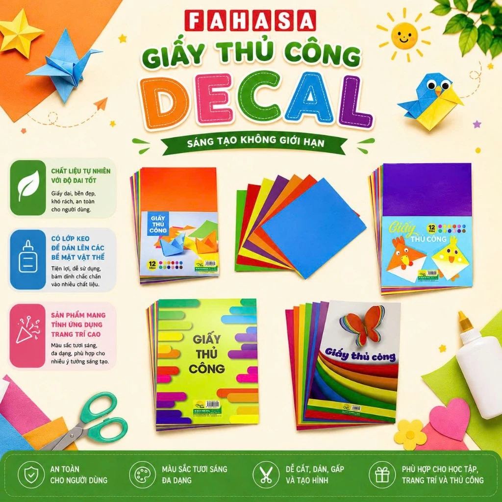 Giấy Thủ Công Decal 12 Màu A4 - The Sun