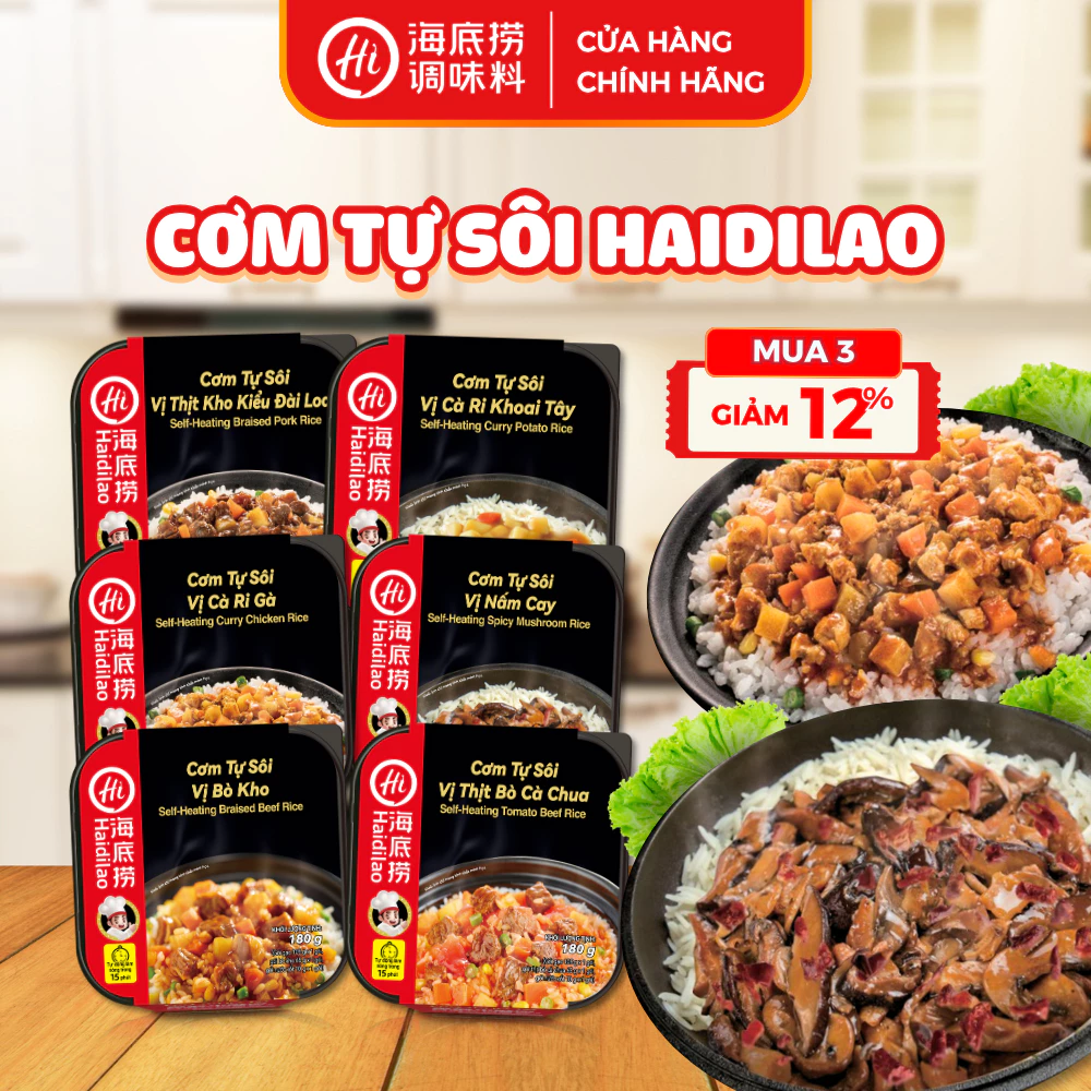 Cơm Tự Sôi Haidilao 4 Vị Đặc Sắc, Tiện Lợi,  Thơm Ngon, Bổ Dưỡng
