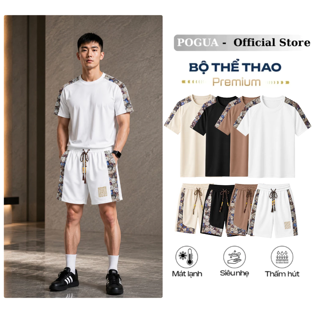 Đồ Bộ Nam Phối Gấu Điểm Nhấn Viền Quần Trẻ Trung Năng động, Bộ Quần Áo Chất Liệu COTTON Tổ Ong