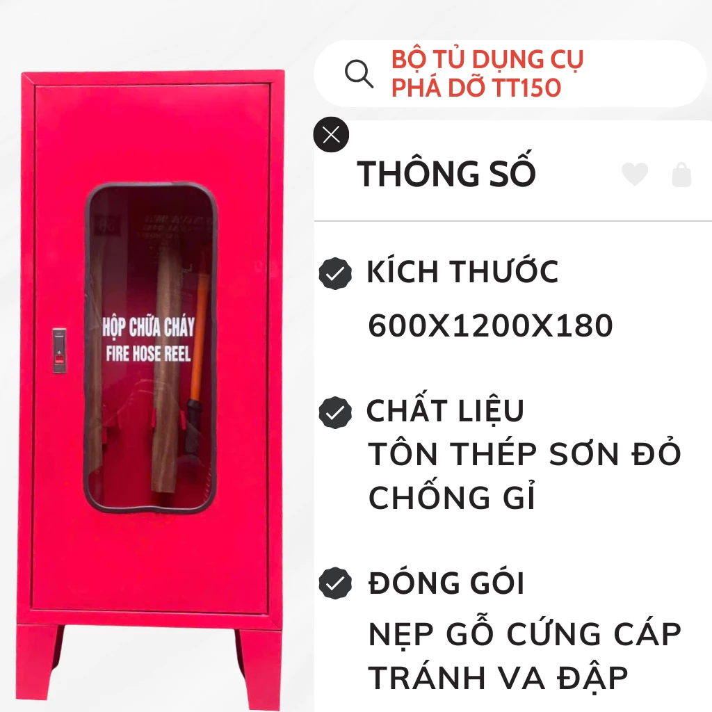 Tủ Đựng Dụng Cụ Phá Dỡ PCCC Kèm Đồ Theo TT150 Đầy Đủ Trang Bị Cho Nhà Trọ, Khách Sạn, Công Ty Và Cơ Quan