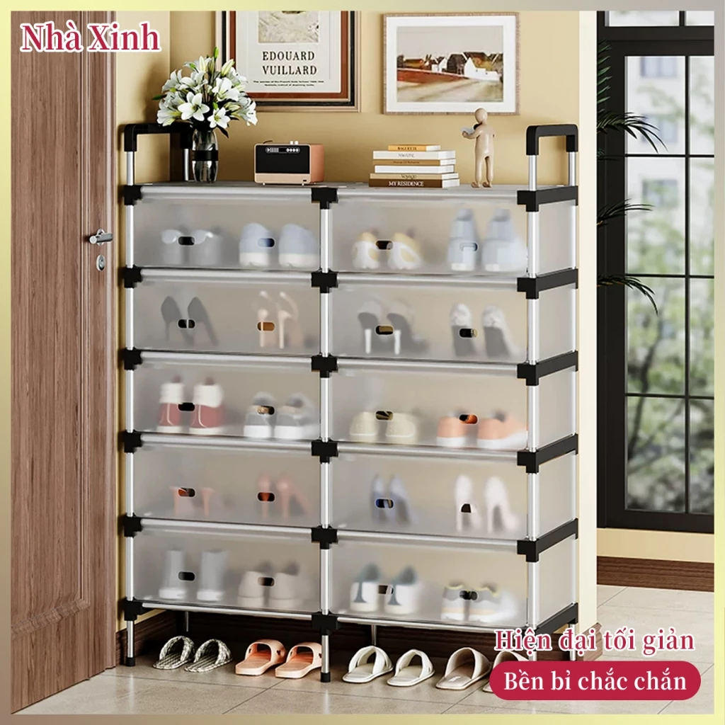 Kệ để giày dép có tấm che chống bụi dung tích lớn lắp ghép dễ dàng tiết kiệm không gian tủ giày đa năng cửa vào nhà