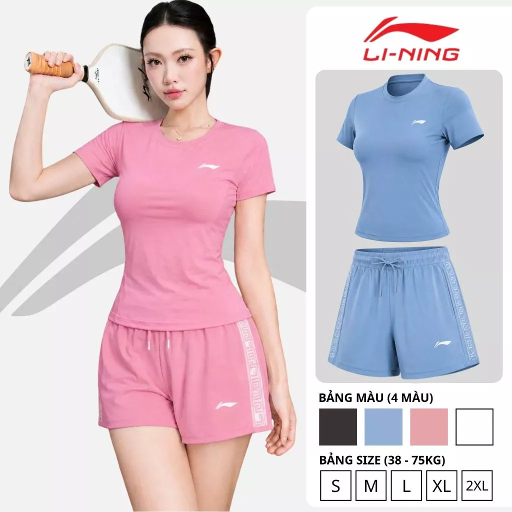 Set Bộ nữ Li-Ning thể thao, Đồ bộ nữ thể thao phù hợp đi chơi, tập gym, chạy bộ, chơi pickleball