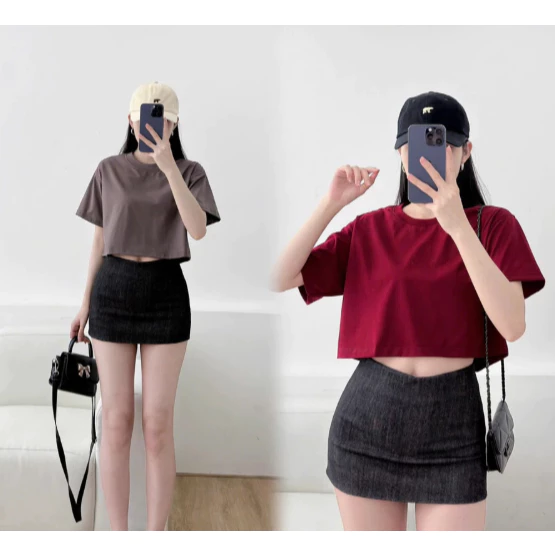 ÁO THUN CROPTOP BASIC UNISEX FORM RỘNG HÀN QUỐC ATC392