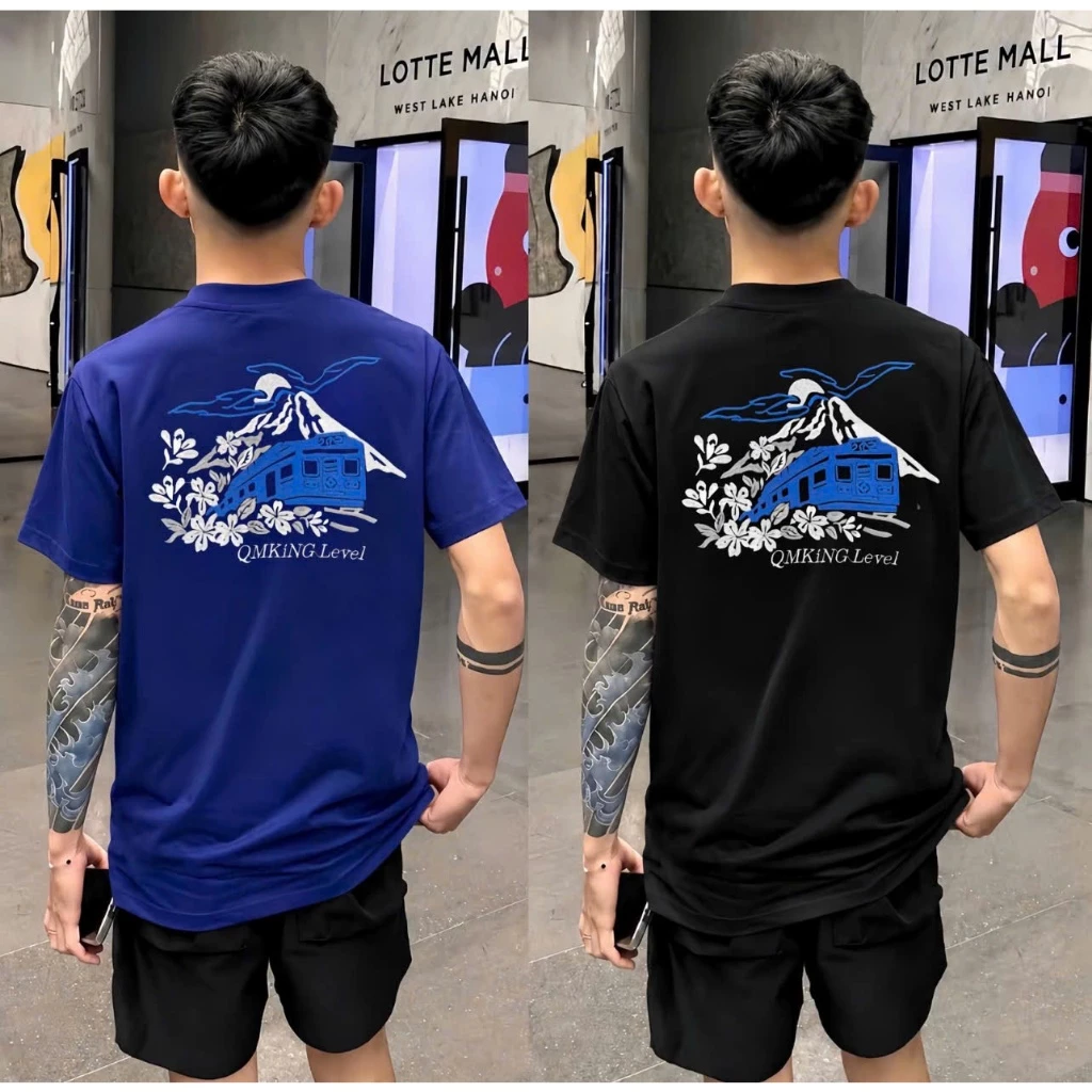 🔥Hot🔥 Áo Thun  Tàu Hỏa  Áo Hè Đủ 2 Màu Hot Xanh Than,Đen  Nam Nữ  Thoáng Mát Cotton Thiết Kế Thoáng Mát