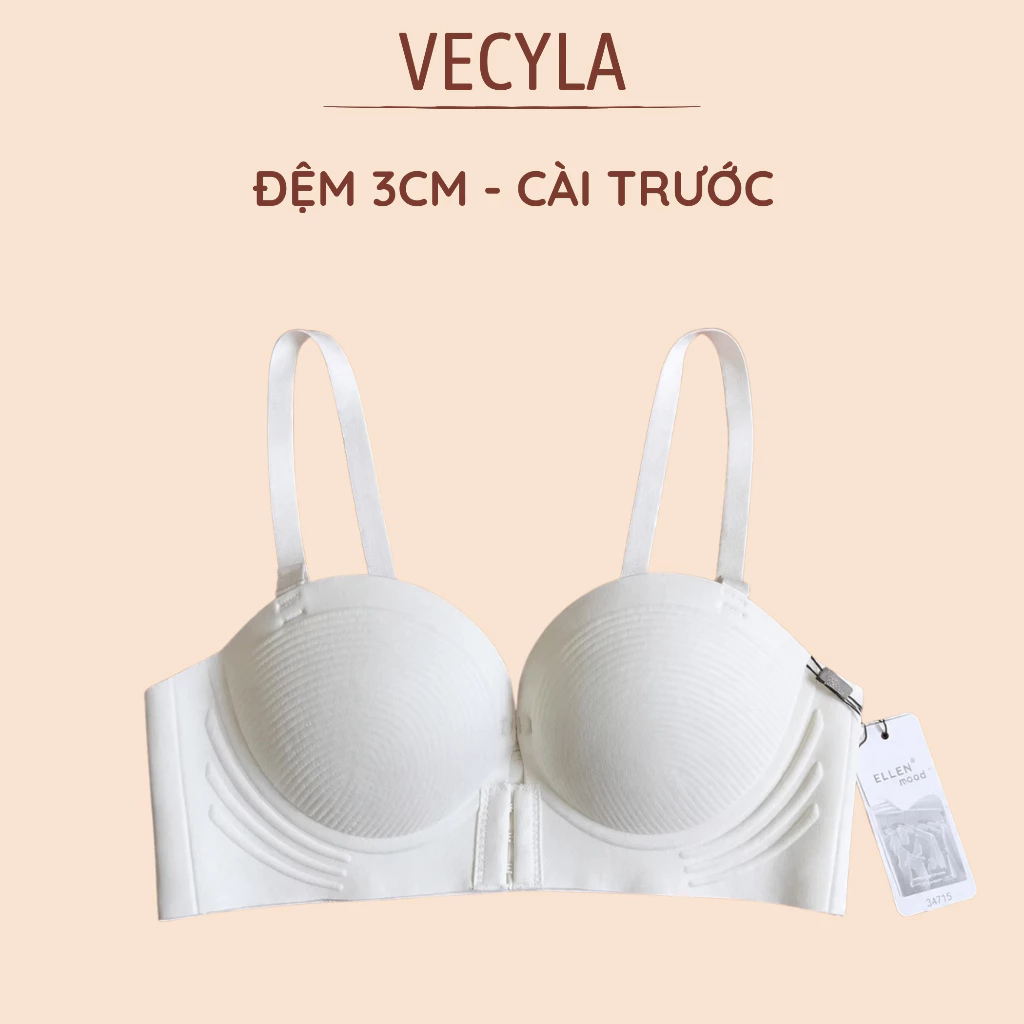 Áo lót VECYLA su nữ A 201 - Áo ngực nữ chống tụt cài trước ôm nâng, tạo khe, mặc đầm hở vai đệm 2,5cm