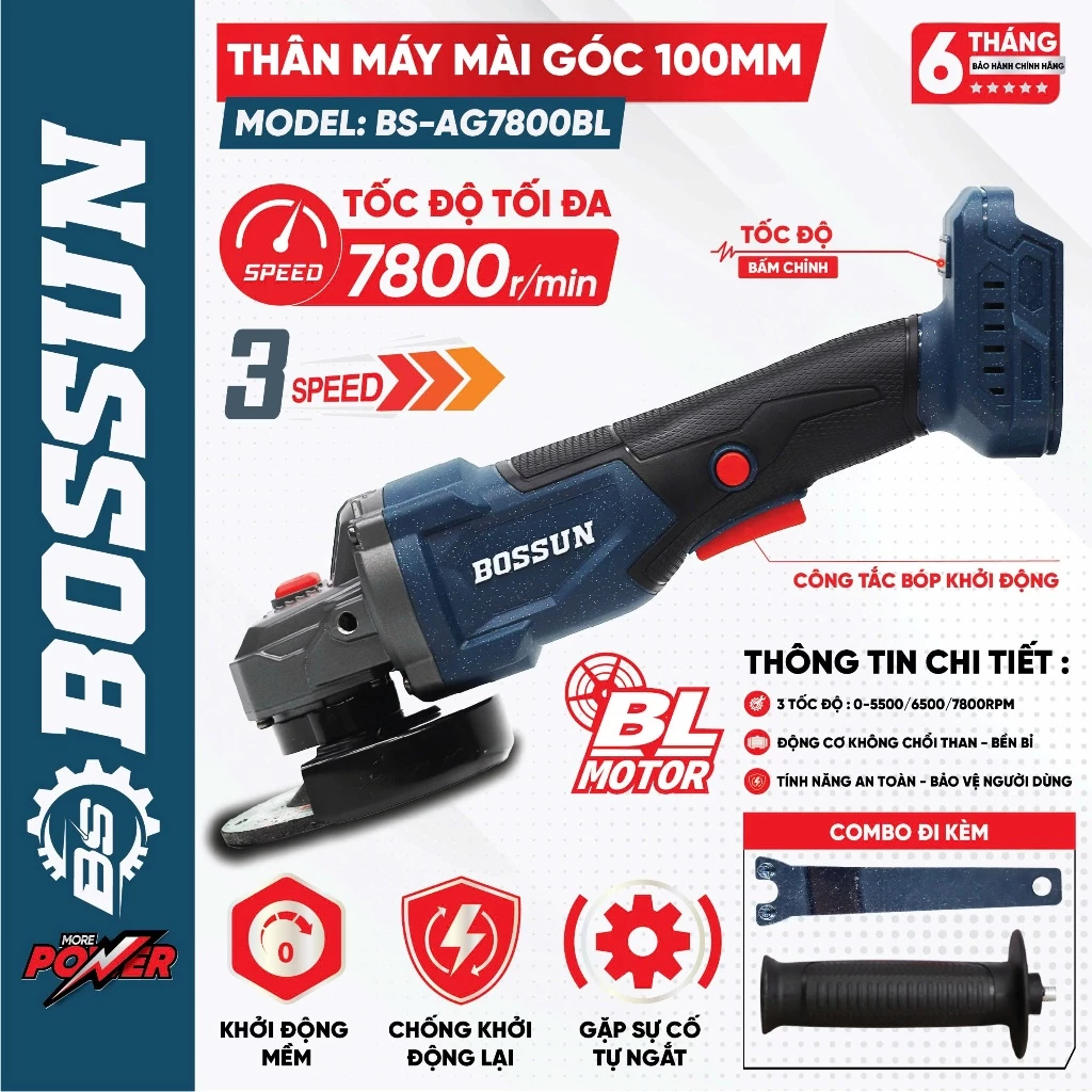 [COMBO2MAY] Combo máy siết bulong Boshun 400N + Thân Máy Mài 7800BL Đầu bulong 2 trong 1 Không Chổi Than Pin 15cell