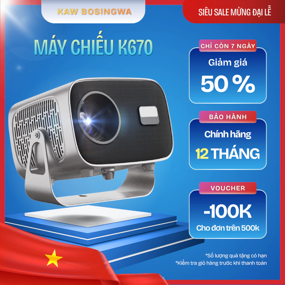 Máy chiếu mini siêu sáng K670, tự động lấy nét, tự động chỉnh góc, độ sáng 2600 AnsiLumen