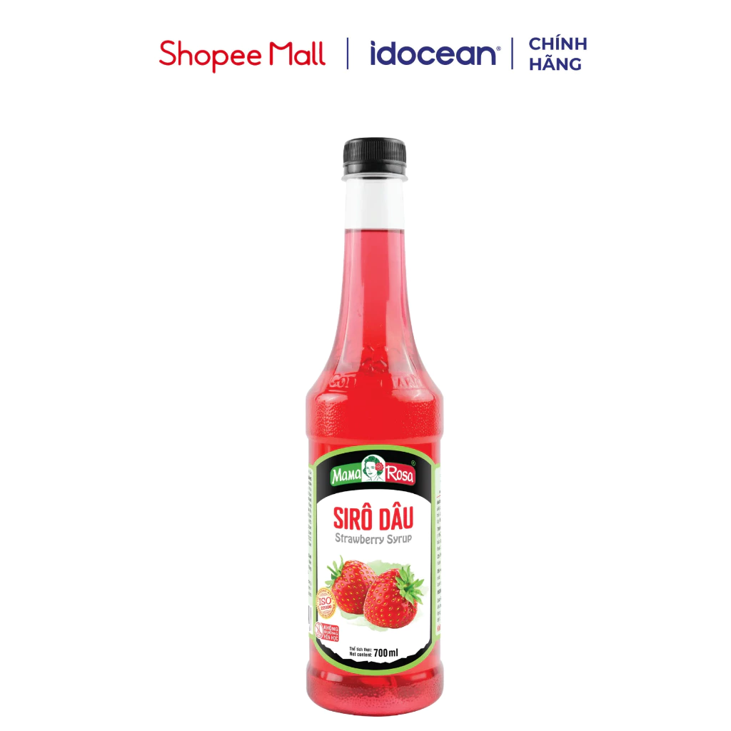 Syrup Dâu 700ml Mama Rosa - Chiết xuất từ trái cây tươi, sử dụng nguyên liệu tự nhiên, không chứa đường hóa học