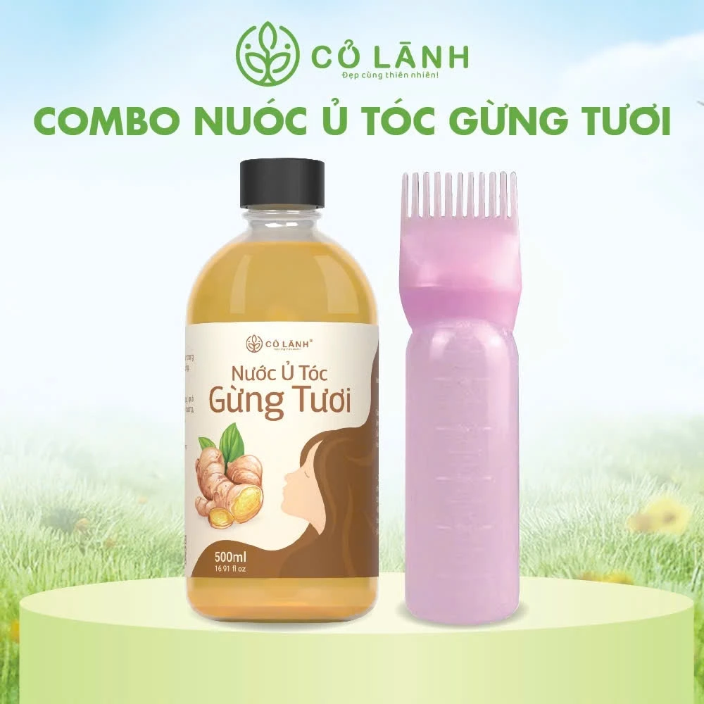 Combo 1 Chai Nước Cốt Ủ Gừng Tươi 500ml Cỏ Lành + 1 Lược Ủ Tóc - Hỗ Trợ Mọc Tóc, Giảm Rụng Tóc, Giảm Ngứa, Giảm Gàu