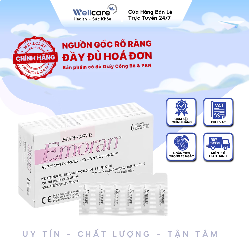 [✨CHÍNH HÃNG] Viên Đặt Trĩ Emoran Supposte - Hộp 6 Viên - Hỗ Trợ Giảm Khó Chịu Do Trĩ, Chăm Sóc Vùng Hậu Môn Nhạy Cảm