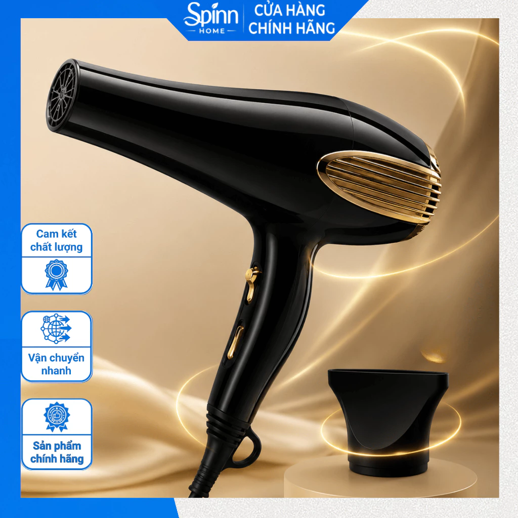 Máy sấy tóc công suất lớn 3000W, máy sấy tóc 2 chiều sấy nóng lạnh khô nhanh tự ngắt khi quá nhiệt