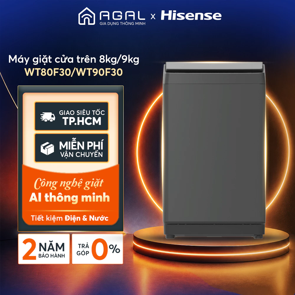 Máy giặt Hisense 8kg/9kg Giặt AI thông minh, Trả góp 0%, Bảo hành 2 năm