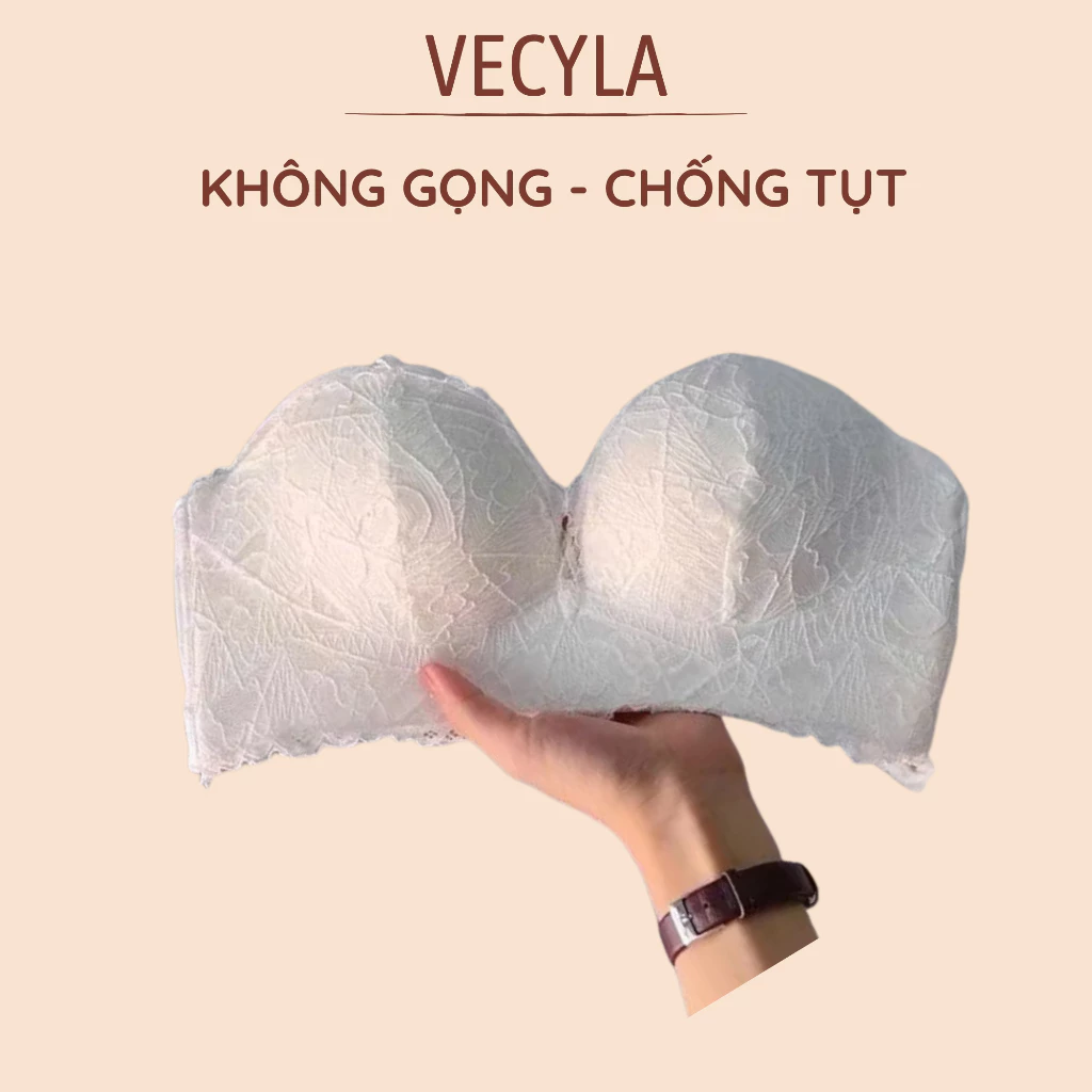Áo Lót VECYLA Cúp Ngực A 555 Ren Chống Tụt Không Dây Nâng Ngực Tạo Khe Đệm Bàn Tay Cao Cấp